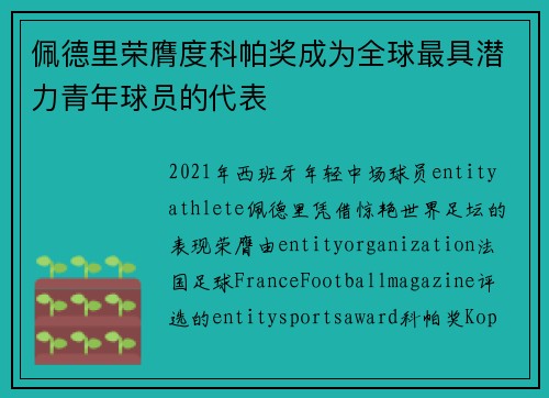 佩德里荣膺度科帕奖成为全球最具潜力青年球员的代表 佩德里荣膺度科帕奖成为全球最具潜力青年球员的代表